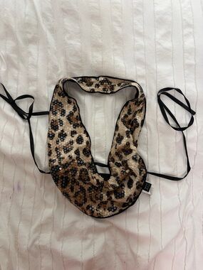 Edikted Leopard Sequin Halter Tank Top in Tan and Black